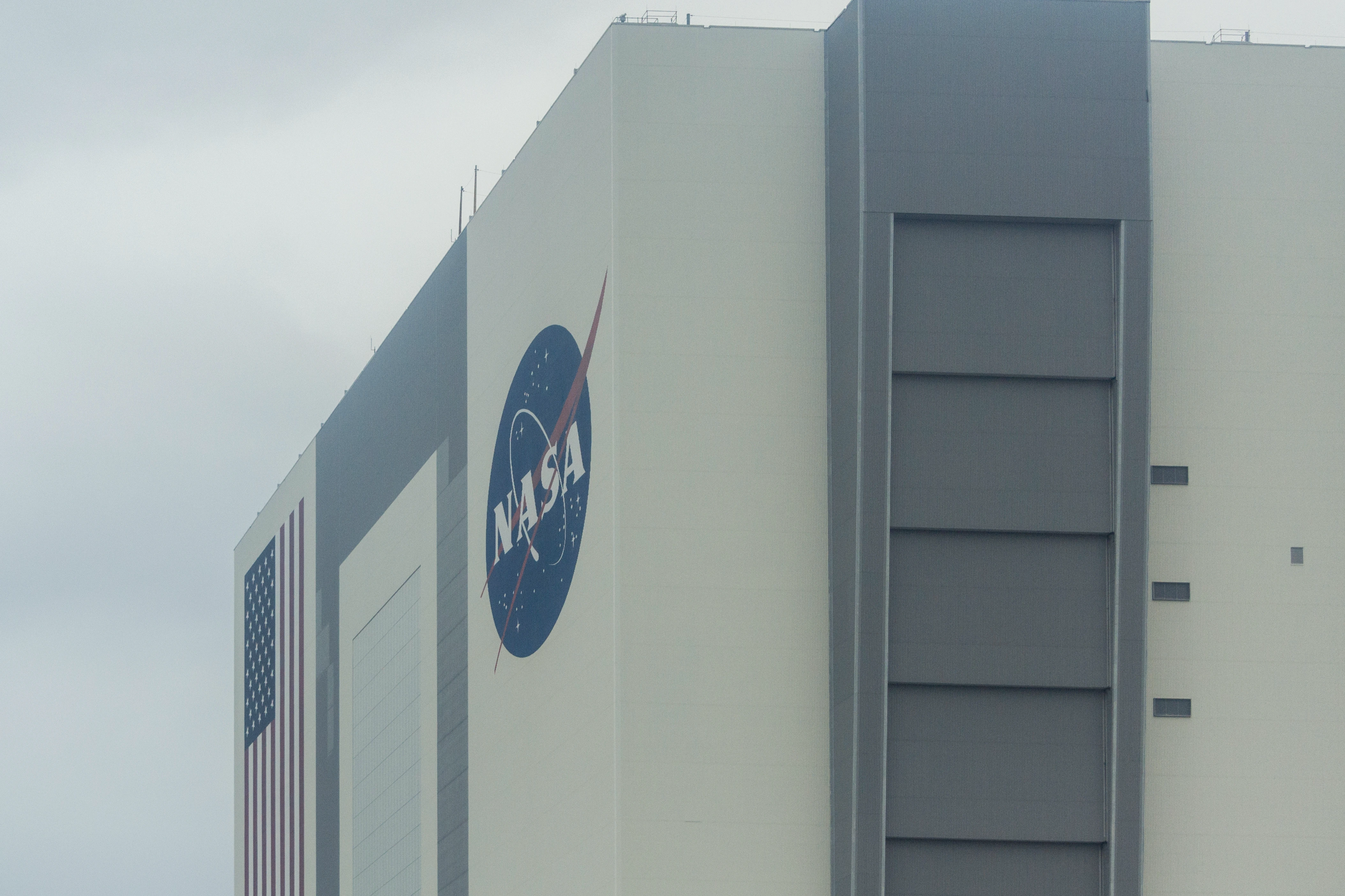 NASA Vehicle Assembly Building at Kennedy Space Center near Cocoa Beach, Florida, highlighting the area’s space exploration influence.
